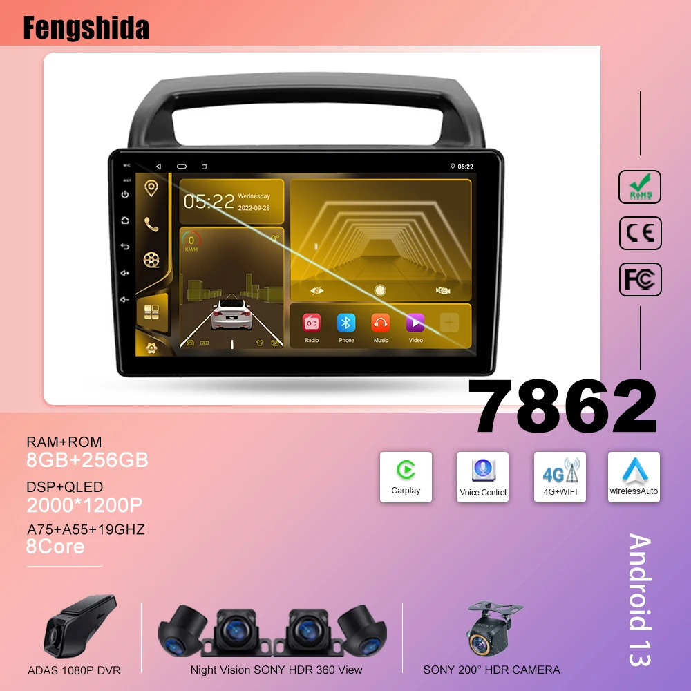 

Android Radio For Kia Carnival VQ 2006 - 2014 Multimedia Player GPS Navigation Dash Cam Mirror Link Rear Camera 8 Core 5G Wifi