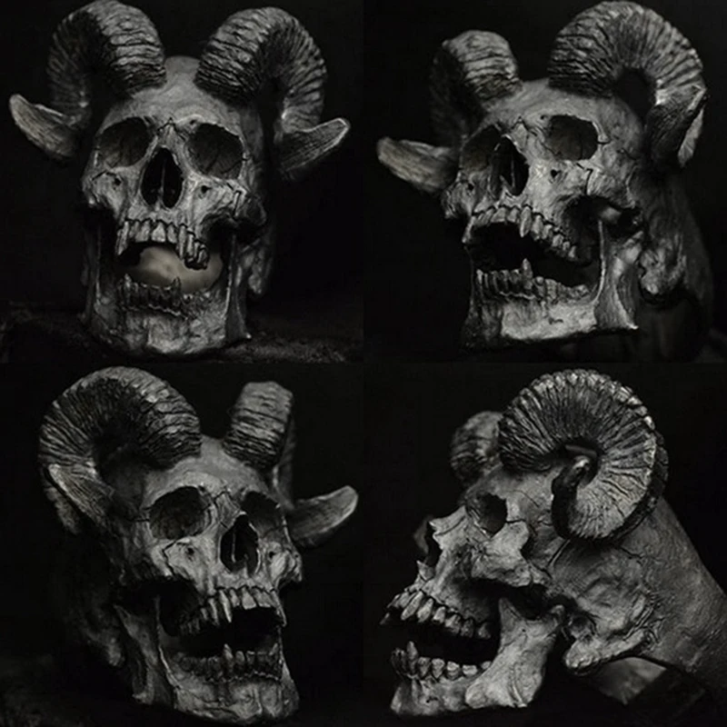 FZFZ 레트로 펑크 사탄 염소 해골 스테인레스 스틸 기관차 반지 세련된 남자 고딕 쥬얼리 선물 해골 성격 US12