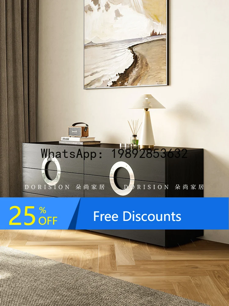 

YFY Retro Style Chest of Drawers Living Room Designer Solid Wood Entryway Storage Cabinet Bedroom TV Cabinet Italian Style