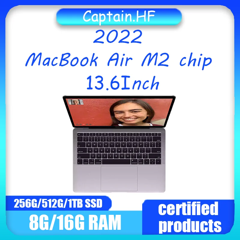 2022 MacBook Air Laptop M2 Chip 13.6 inch 8-core CPU 9-core GPU 8G/16GB RAM 256/512GB/1TB SSD Fingerprint ID Original Genuine.