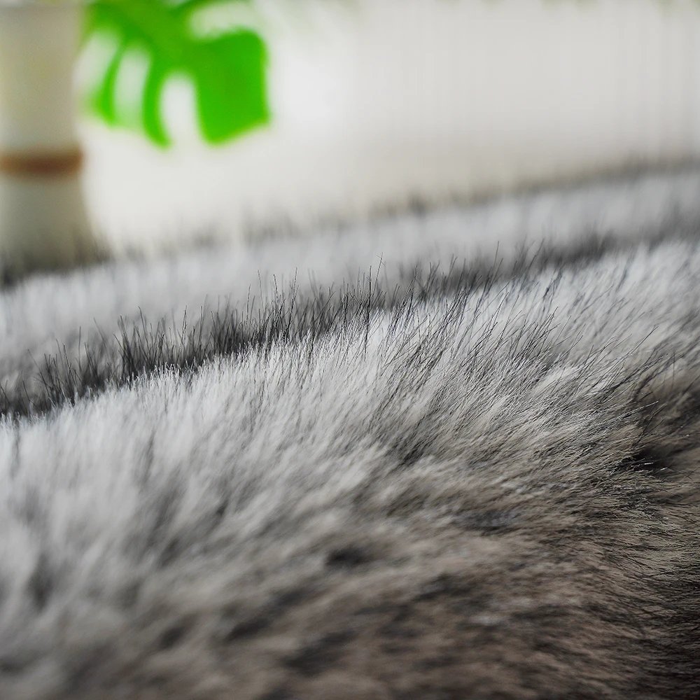 Grey Long Fur Fox Fur Carpet Soft and Comfortable Superior Luxury Home Decor Everything goes with Plush Bedroom Living room