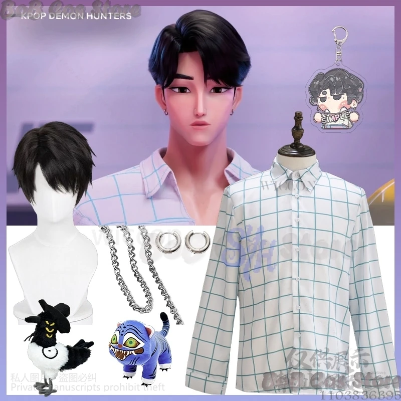 

Saja Boys Soda Pop Униформа Kpop Demon Косплей Иinu Аниме Мода Красивый Корея Идол Ретро клетчатая рубашка с длинным рукавом 코스프레 Ролевая игра