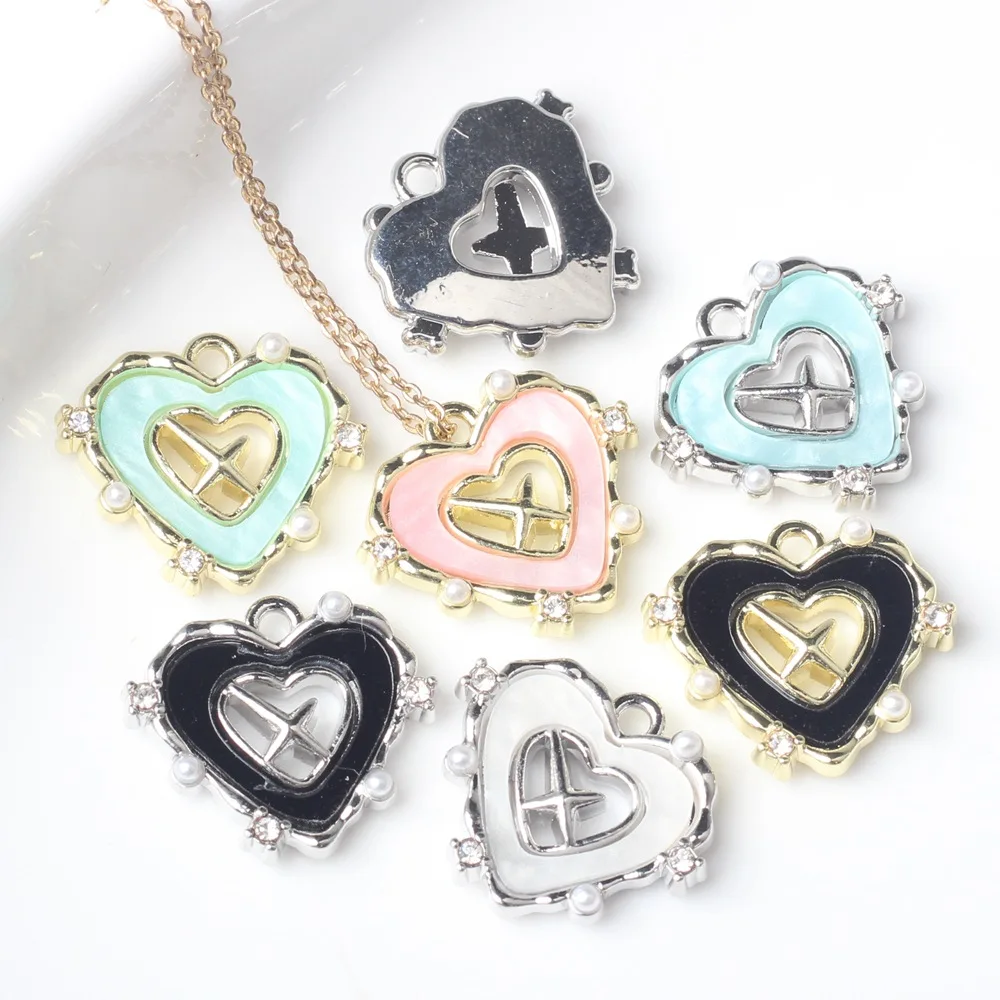 

Free Shipping 20pcs 15*18mm Enamel Alloy Love Heart Jewelry Charms Necklace Pendant Ornament Accessories Material Earring Decor
