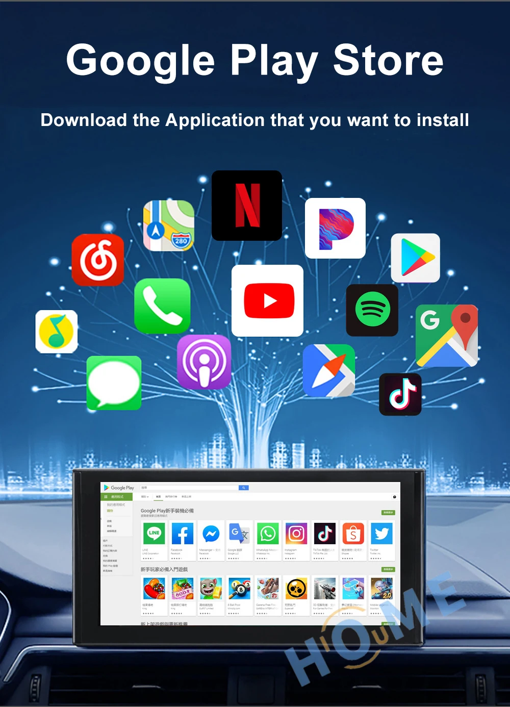 Carplay Ai Box Android 10 8 Core 4G + 64G Nirkabel MirrorLink AI Box Pemutar Video Multimedia Android Auto