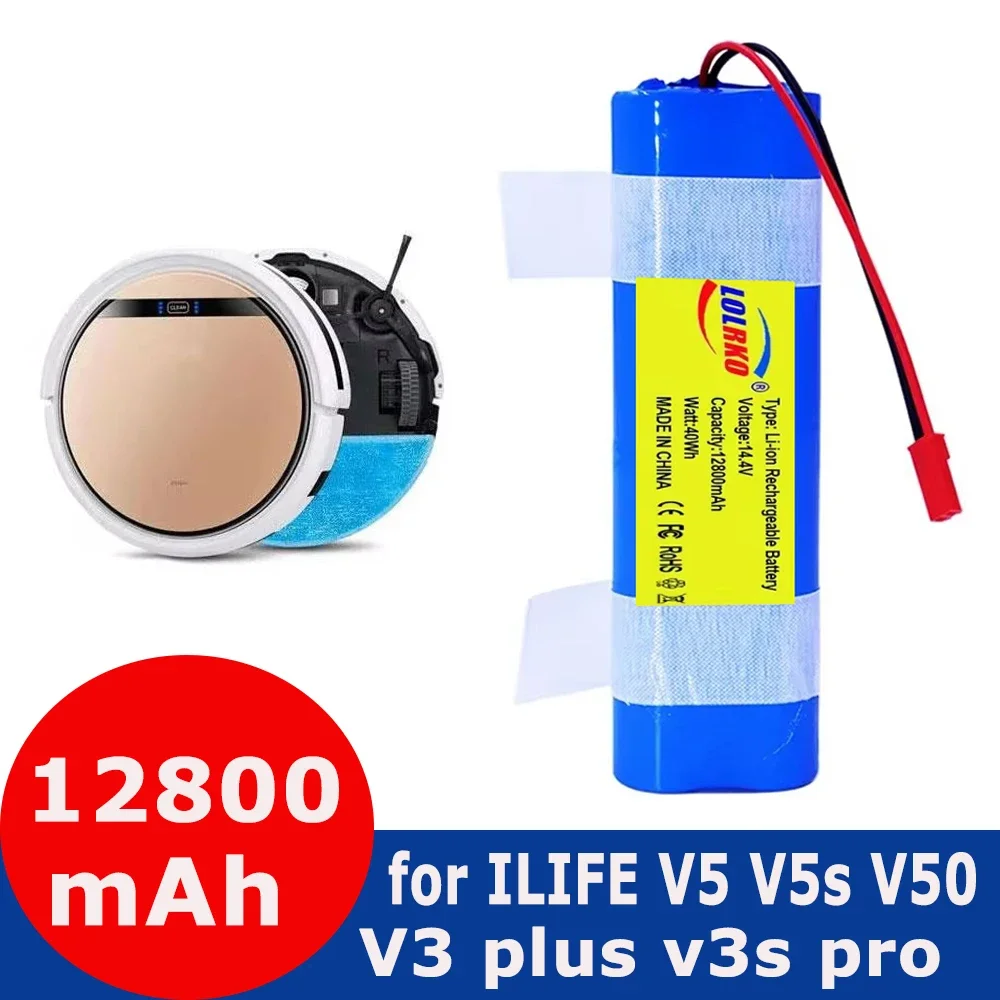 

14.8V 12800mAh high quality Battery For ilife V50 V55 V8s V3s Pro V5s Pro V8s X750 Robot Vacuum Cleaner Battery