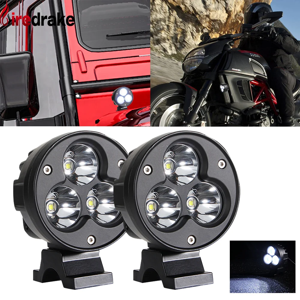 90W 10000LM Motorcycle Spotlights LED Auxiliary Headlamp Bulbs Super Bright 6000K Fog Light Projector Lens Auto Headlight 9-30V