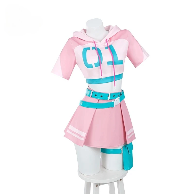 

Original 2025 Fortnit Cosplay Costume Racing Suit Halloween Women Outfit Top Skirts Socks with Hat