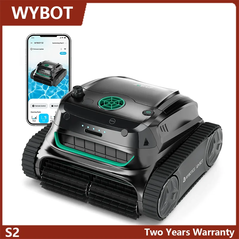 WYBOT S2 Cordless Pool Vacuum Robot Double Filtration 7800mAh Battery Strong Suction APP Control Pool Cleaner for Large Pools
