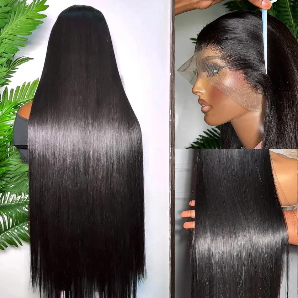 30 40 Inch Bone Straight Transparent 13x6 Lace Frontal Human Hair Wigs 180 Density Brazilian Remy 13x4 Lace Front Wig For Women