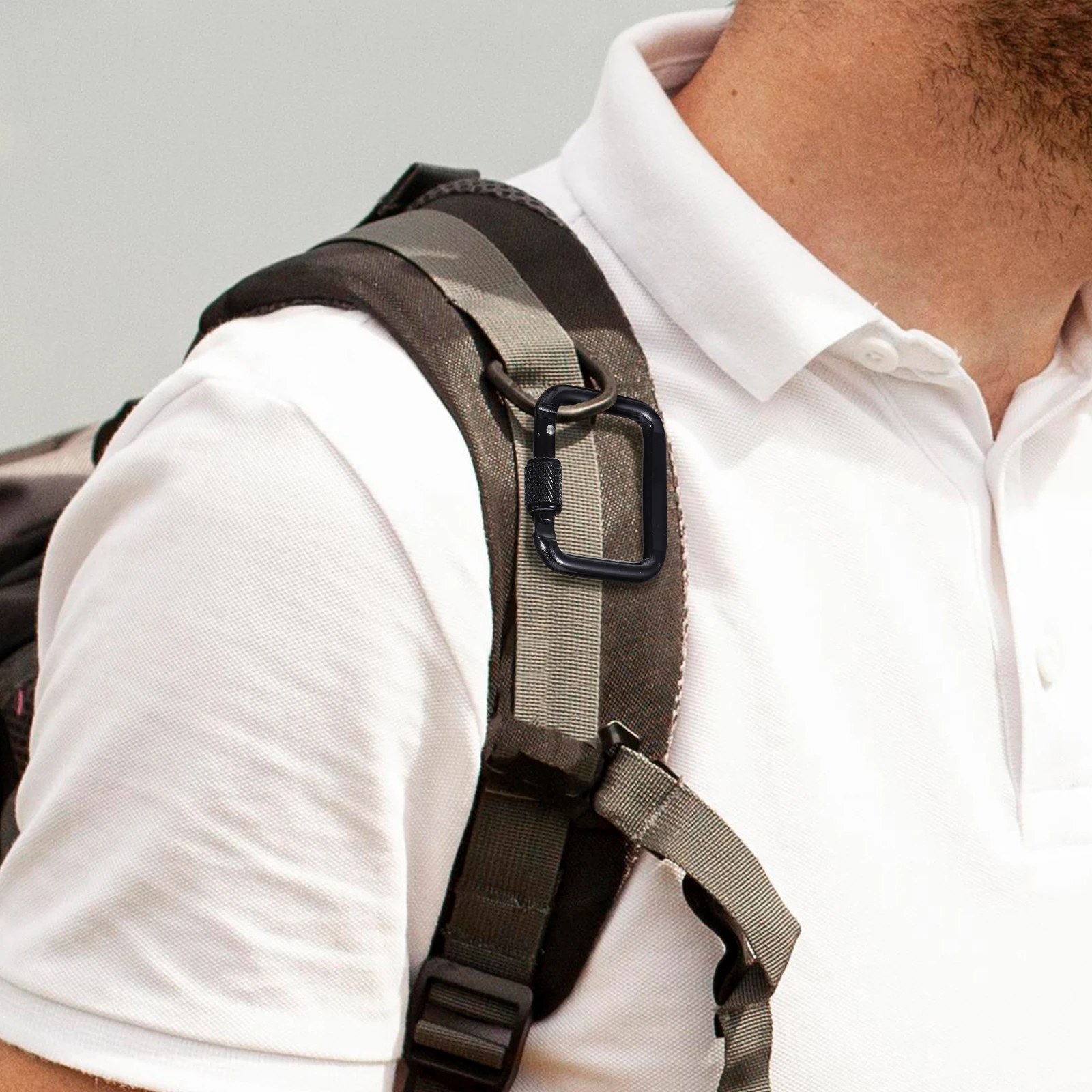 

6 pcs Thread Carabiner Clips Metal Heavy Duty Square Snap Metal Carabiner Hook Climbing Buckles Keychain Attachment