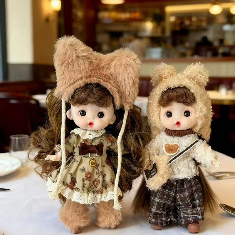 

Ob11 Mini Bjd Doll Full Set 15cm Joint Movable Kawaii Dolls with Clothing Shoes Dress Up DIY Toys for Girls Birthday Xmas Gifts