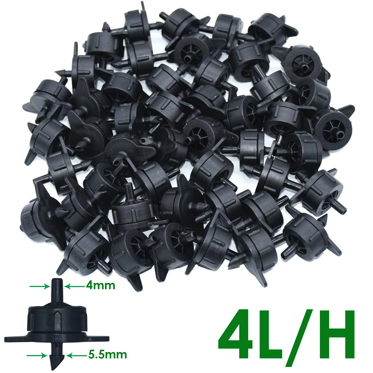 50PCS 2L 4L 8L Pressure Compensating Emitter Self-cleaning Durable Drip Irrigation Water Regulator Pipe 4/7MM 16 PE Hose Dripper