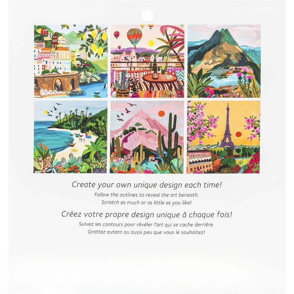 Draft Art Paper Pad - Happy Scenery - 6 designs, metal-guided art, double-pointed stylus and brush