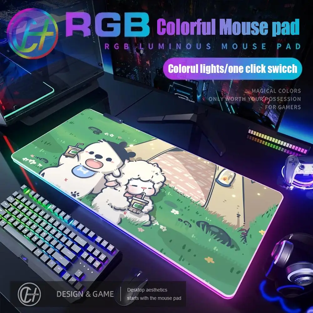 

HYBXAXC Cute Rabbit Animal Mouse Pad RGB Gaming Mouse Pad Desk Mat HD Gamer Large LED Light XXL 900x400mm RGB Gaming Mouse Pad