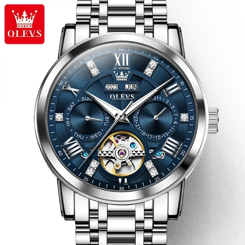 

OLEVS Luxury Brand Men's Watch Automatic Mechanical Stainless Steel Watch 30M Waterproof Casual Fashion Cycle Men's Watch