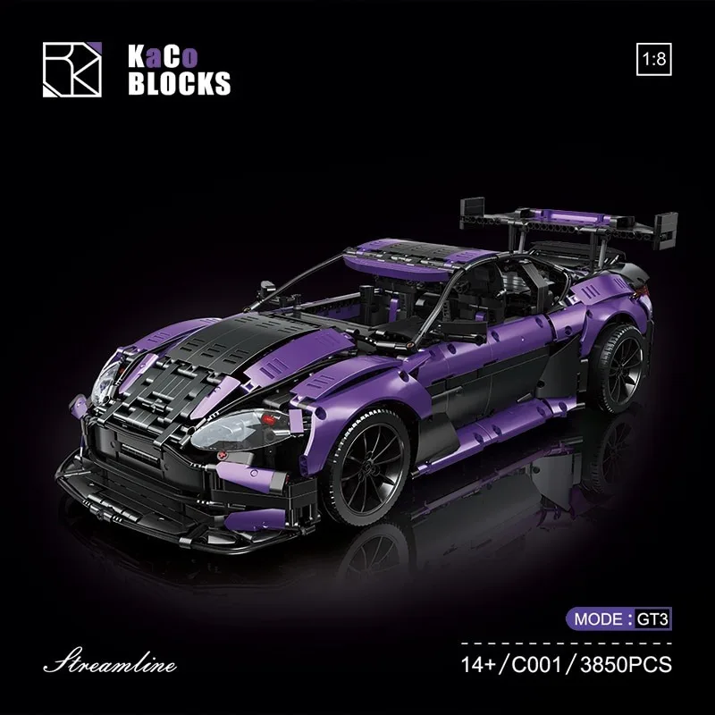 Creator Expert Technical Moc Purple Super Racing Car Aston GT3 RSR GTE Model Building Blocks Bricks Kids Toys Boy Birthday Gifts