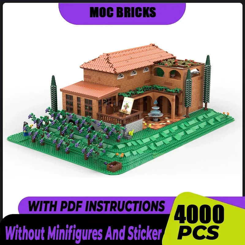 

Street View Model Moc Building Blocks Villas and Vineyards Model Technology Brick DIY Assembly Construction Toy Holiday Gifts