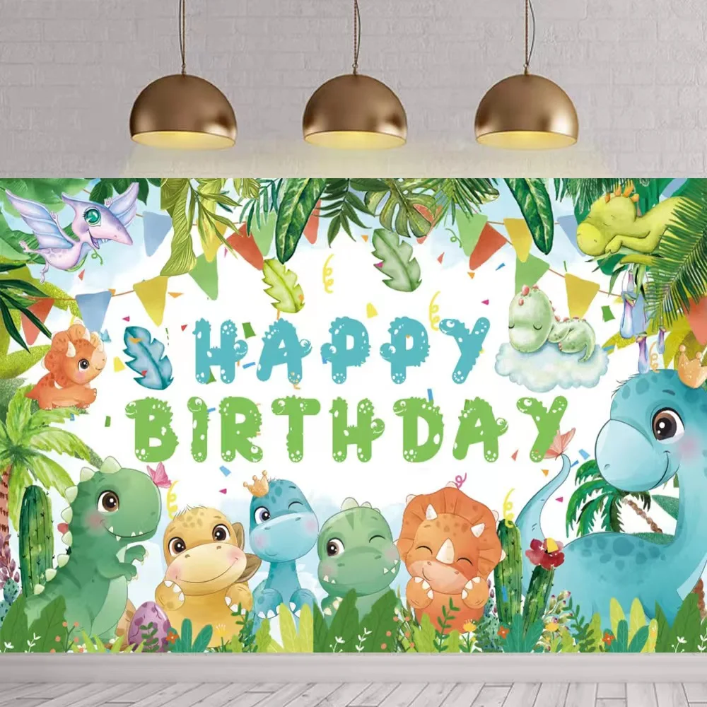 New Cartoon Dinosaur Boy Birthday Party Decorations Paper Plate Cup Caketopper Balloon Toys For Kids Baby Shower Decor Supplies