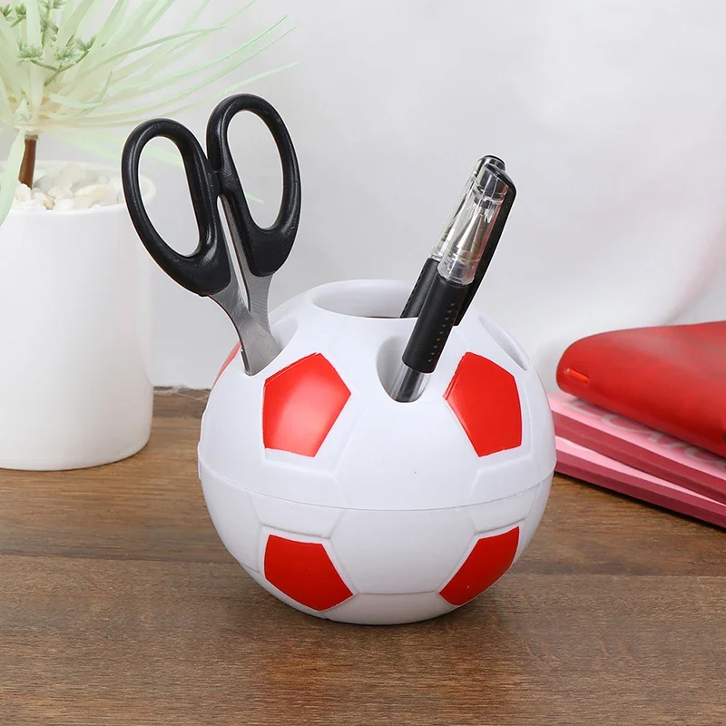 Porte-crayon en forme de ballon de football noir et rouge, conteneur de bureau, brosse à dents de salle de bain, étudiant, papeterie, 1 pièce
