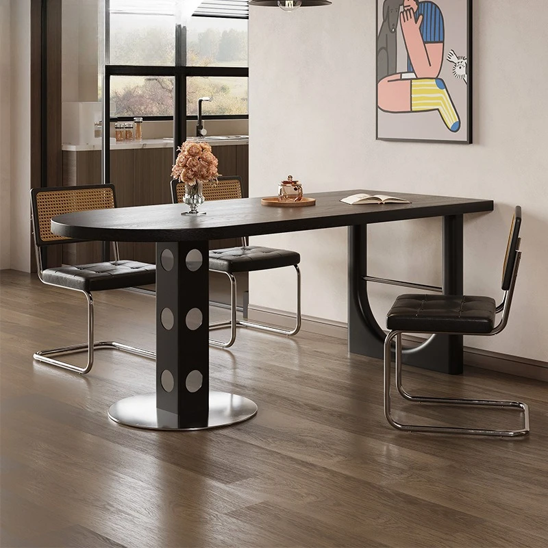 Retro wall-mounted dining table minimalist high-end feel solid wood semi-circular dining table