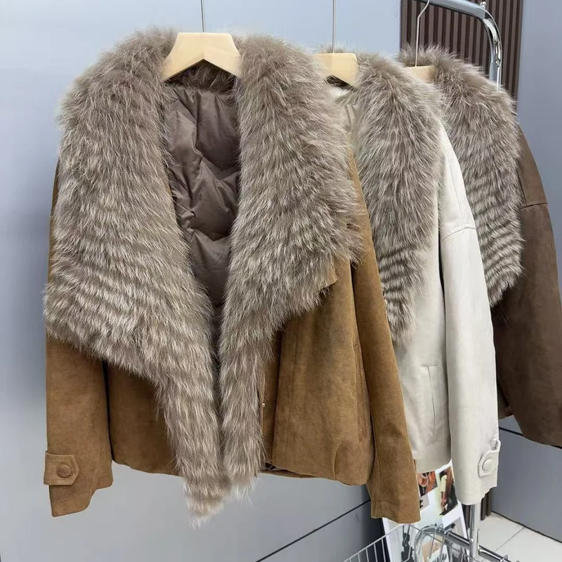 Women's Winter Down Jacke New Real Fox Fur Collar Coat Duck Down Parka Jacket Female Long Sleeve Puffer Coat Natural Fur Jacket