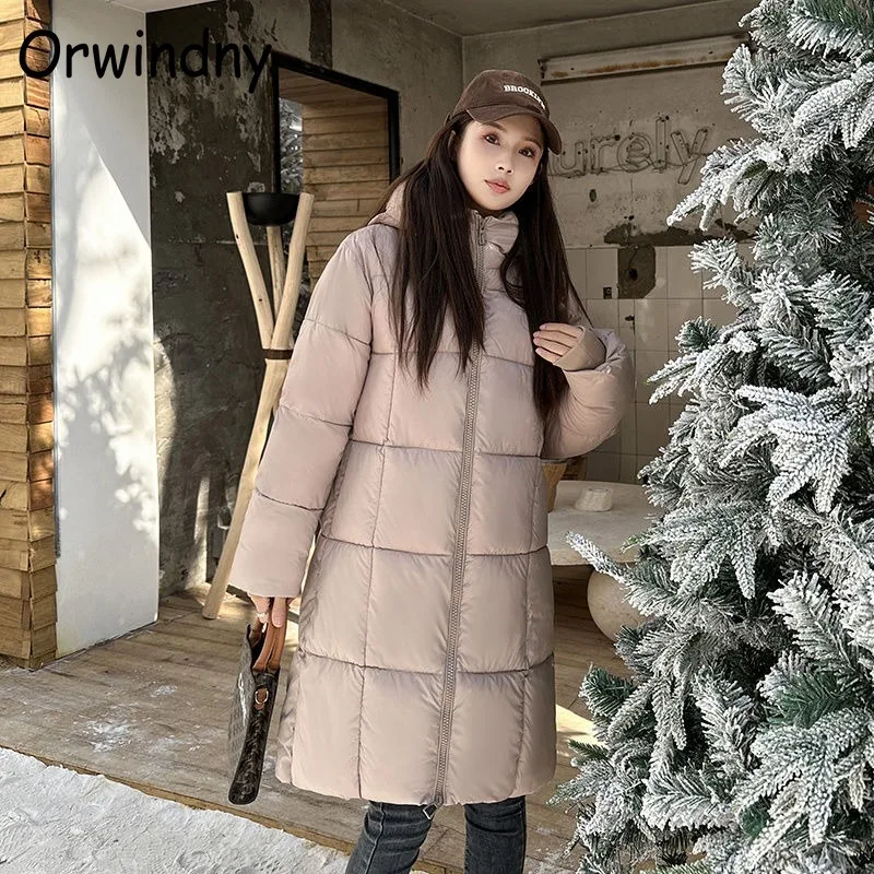 Women Winter Jacket Solid Thicken Warm Parkas Hooded Snow Outwear Long Coats S-3XL Oversized Loose Jackets Female