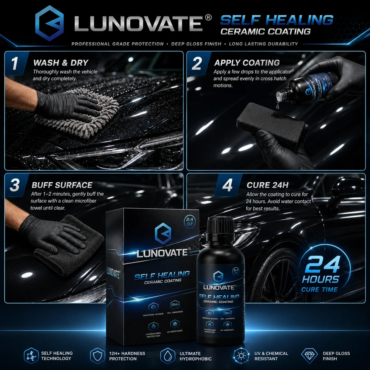 Polishes Advanced Graphene Ceramic Coating 10H Coating for Auto Detailing, 9+ Years of Car Protection with UV Technology