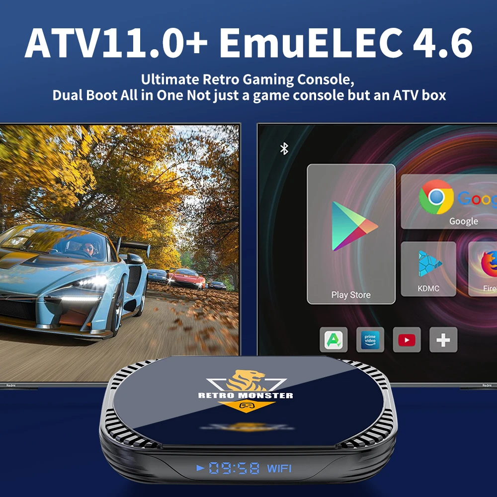 Retro Video Game Console EmuELEC 4.6+ATV 11 S905X4 48000+Games with 70+Emulators for PS1/PSP/N64/MAME/Sega Saturn 4K UHD Output