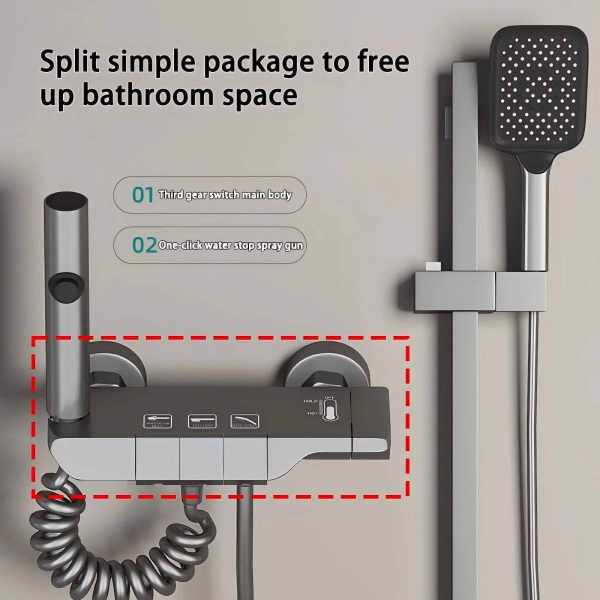 

(Тylko смеситель для душа) серый 2/3/4 клавиша для фортепиано, который не требует электричества, включая настенную крышку, шайба, адаптер, другой комплект в комплект не входит
