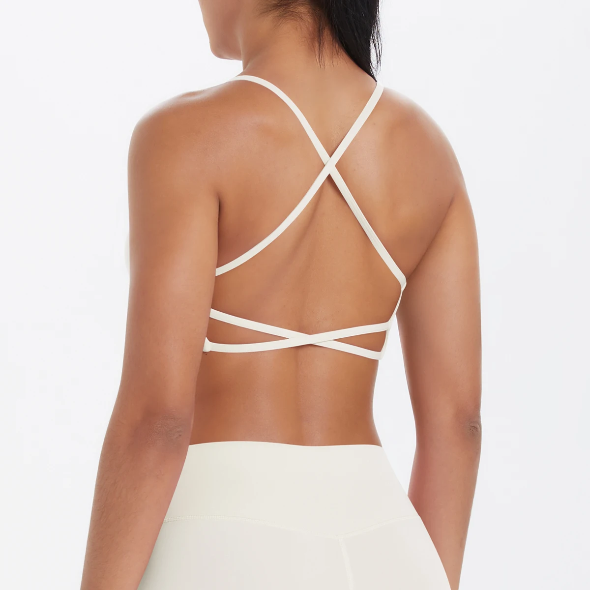 Tanktop für Damen, Yoga-BH, Yoga-Unterwäsche mit Brustpolster, einfarbig, schöner Rücken, Kreuz-BH, stoßfestes Workout-Top für Fitness und Laufen. – Detail 13