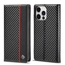 Luxus-Brieftasche aus Kohle faser leder für das iPhone 15 14 16 pro max 13 12 11 xs x plus xr se magnetische Flip-Book-Tasche