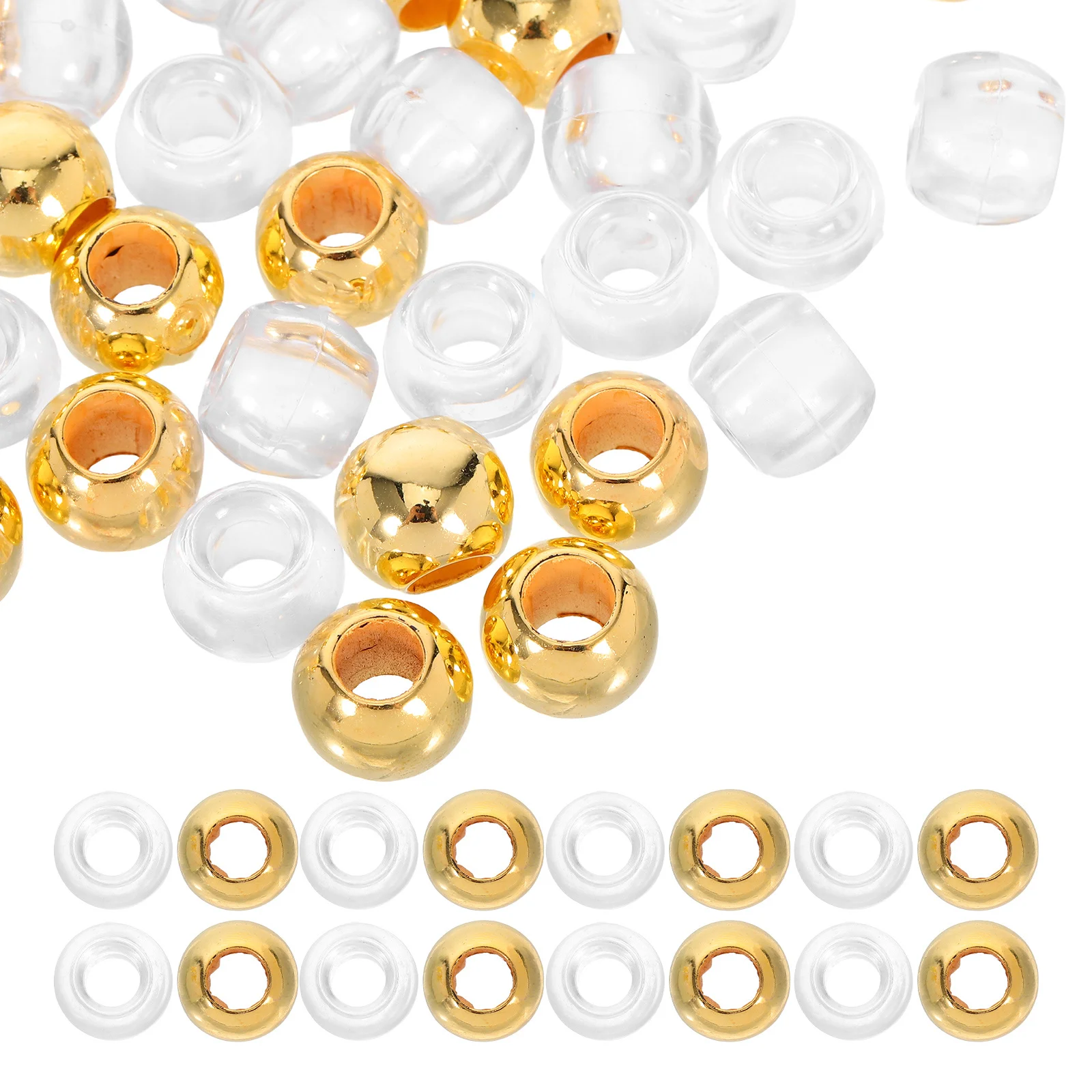 

50Pcs Transparent Large Hole Beads Jewelry Spacer Supplies for Hair Braid Accessories Bracelet Necklace DIY Craft