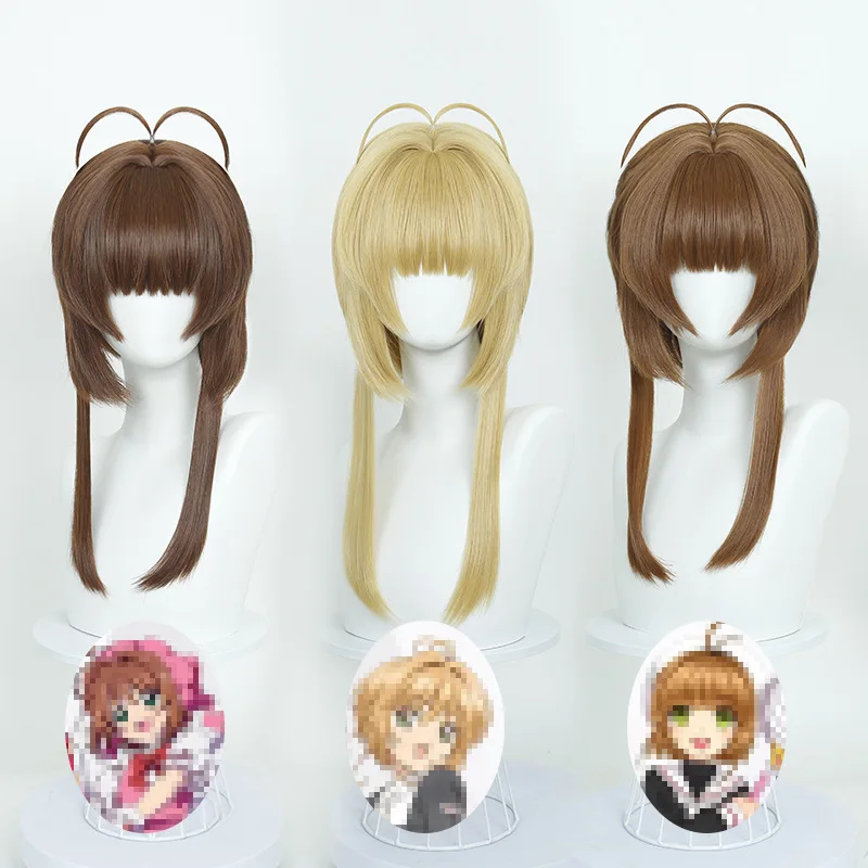 Synthetic Pink Short Bob Wig with Bangs for Card Captor-Inspired Cosplay, Sakura-Chihiro Style Costume Party Hair