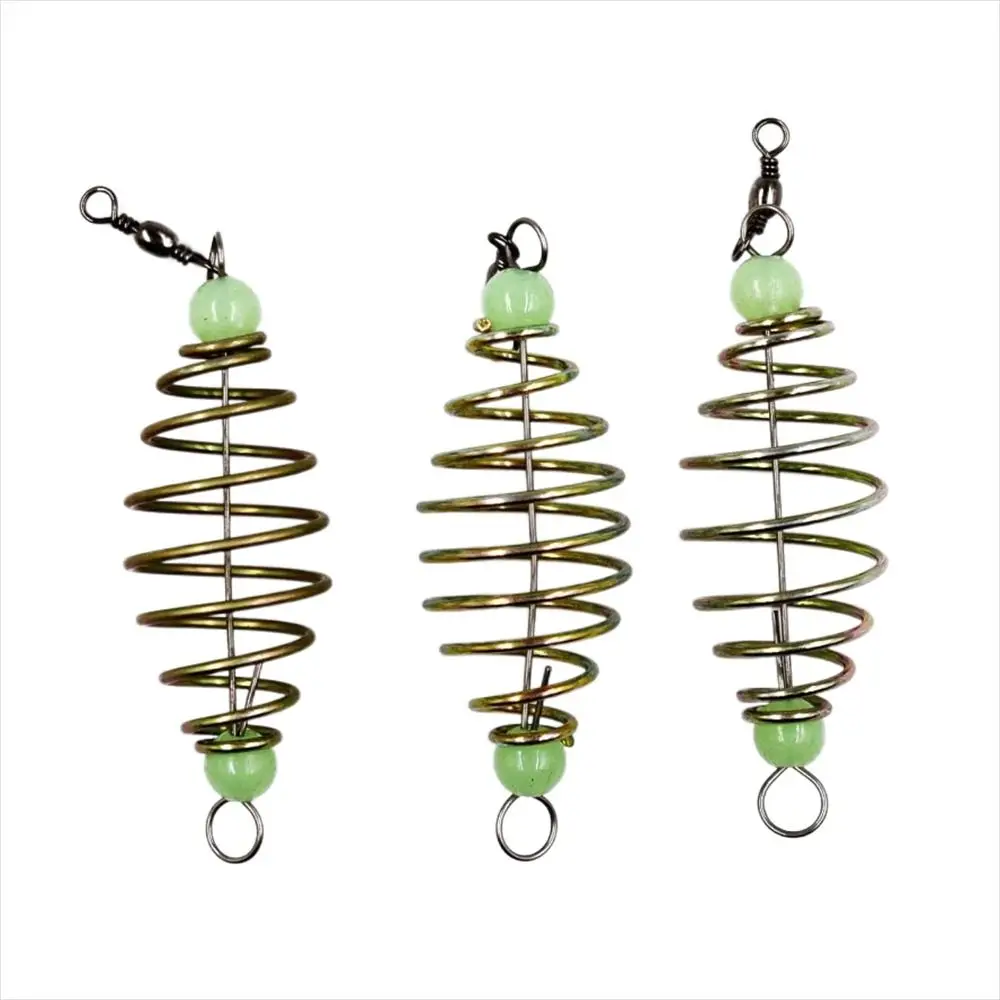 Luminous Bead Fishing Bait Spring Stainless Steel Fishing Swivels Lure Inline Hanging Olive Fishing Lure Spring Fishing Feeder