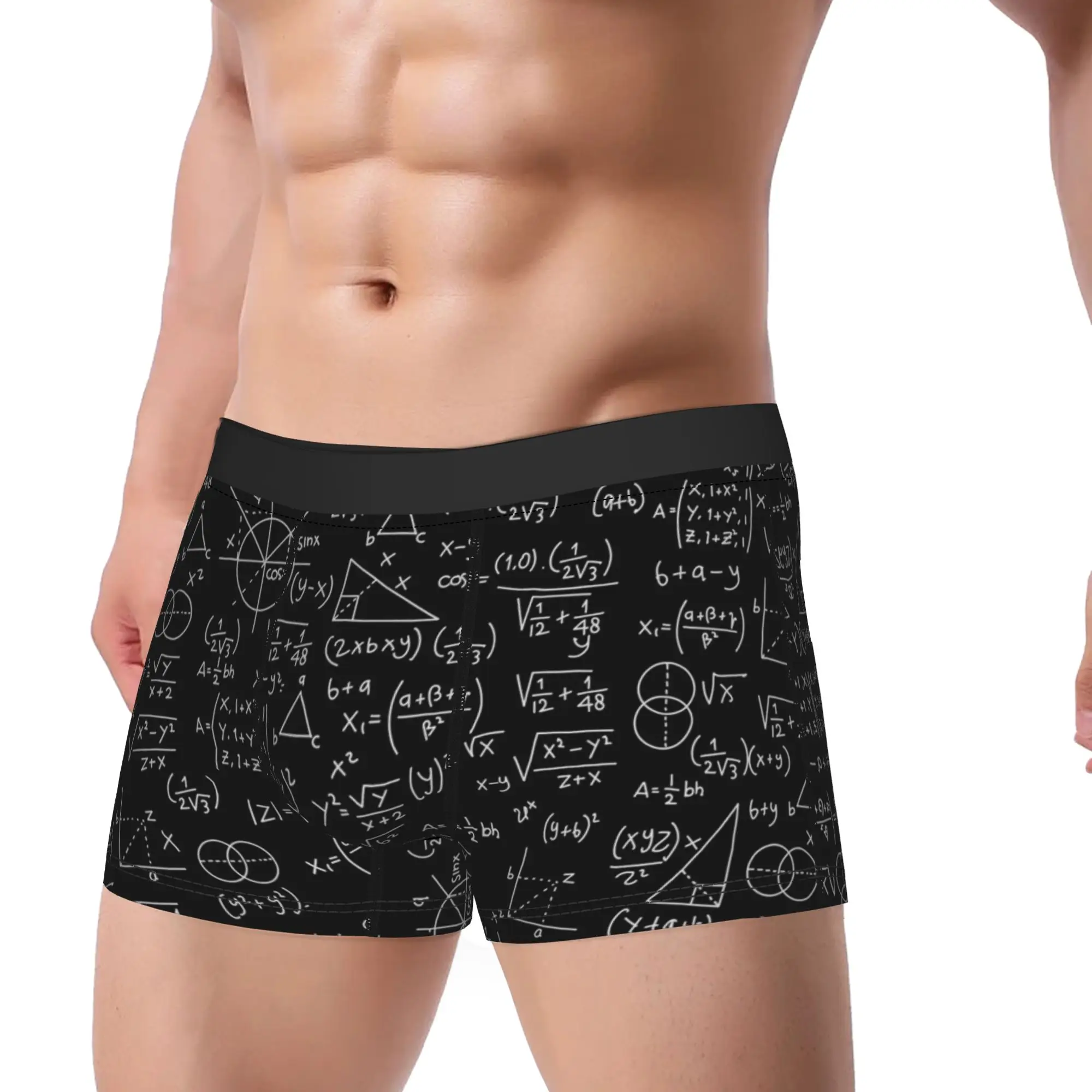 Math Formulas Blackboard School Geek Boxer Brief  Underwear Quality Men Breathable Boxershorts Print Oversize Underpants