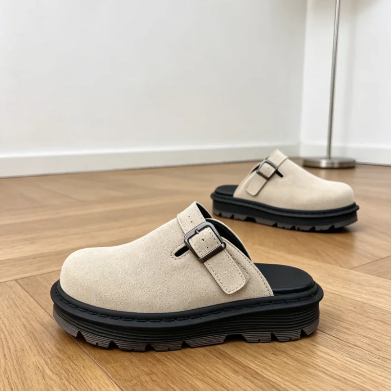 

Casual Slippers Summer Non Slip Half Slippers for Men Fashion Big Leather Beach Shoes Classic Clogs Shoes Men's Slippers