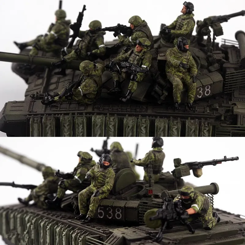 1:72 Scale Model Resin Russian Armored Vehicle 8Pcs Soldiers Action Figure Toys DIY Scene Accessory Display Dolls Collection