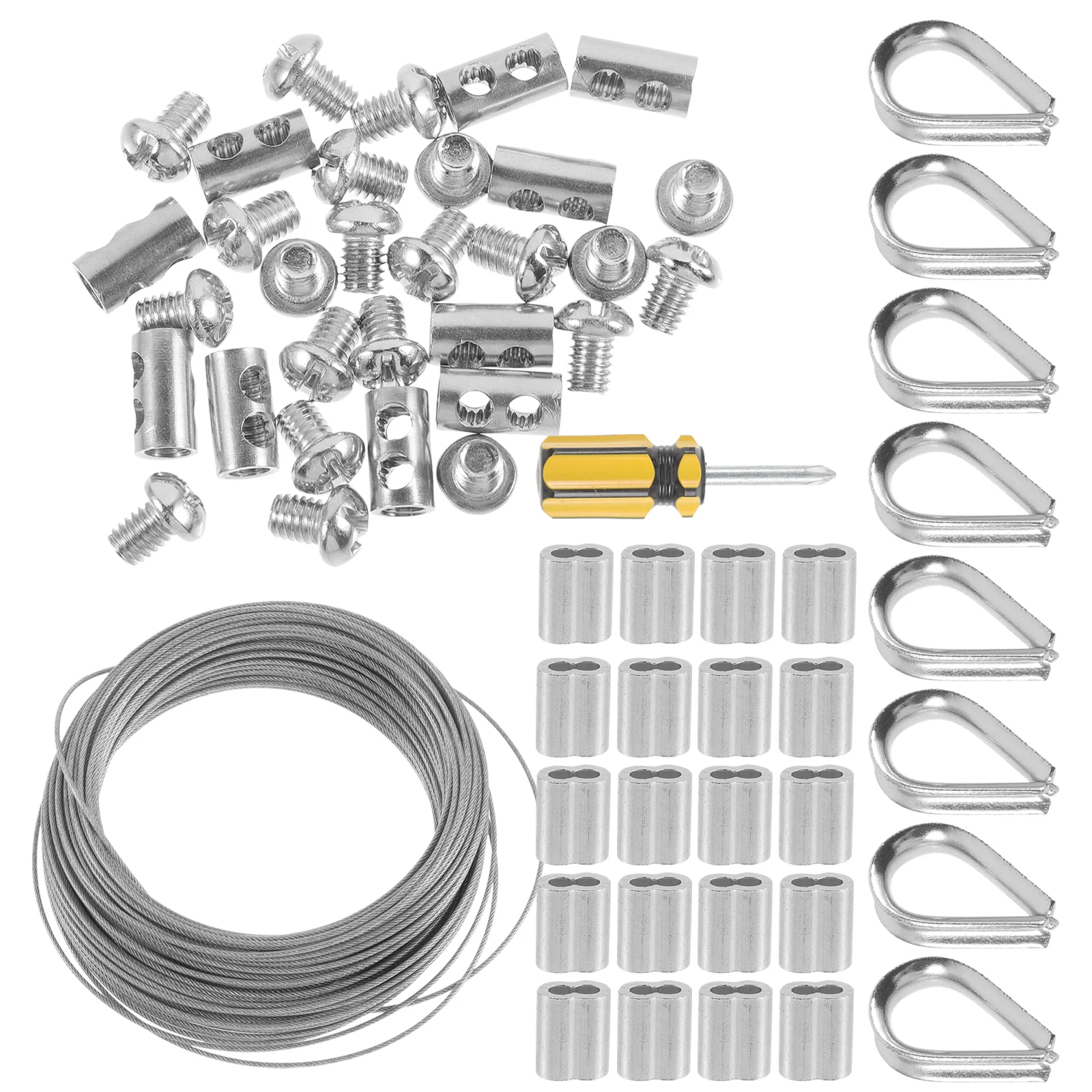 Stainless Steel Coated Wire Rope Light String Suspension Kit Garden Fence Roll Set (30 Meter Set) Thimble Cable Railing