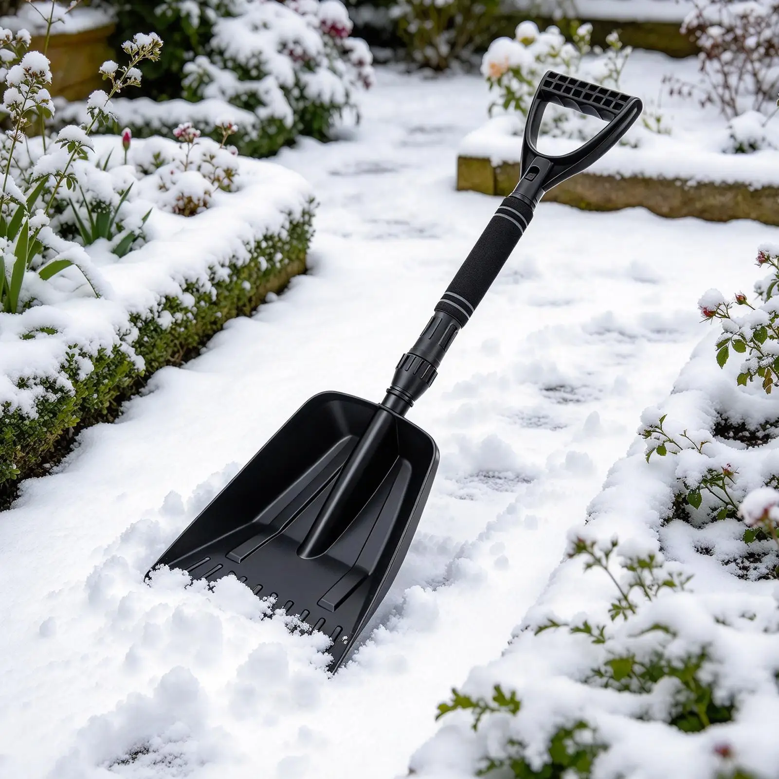 Winter Snow Shovel for Driveway, Heavy Duty Detachable Retractable Aluminum Alloy Pusher Snow Remover, Walkway Pathway Use