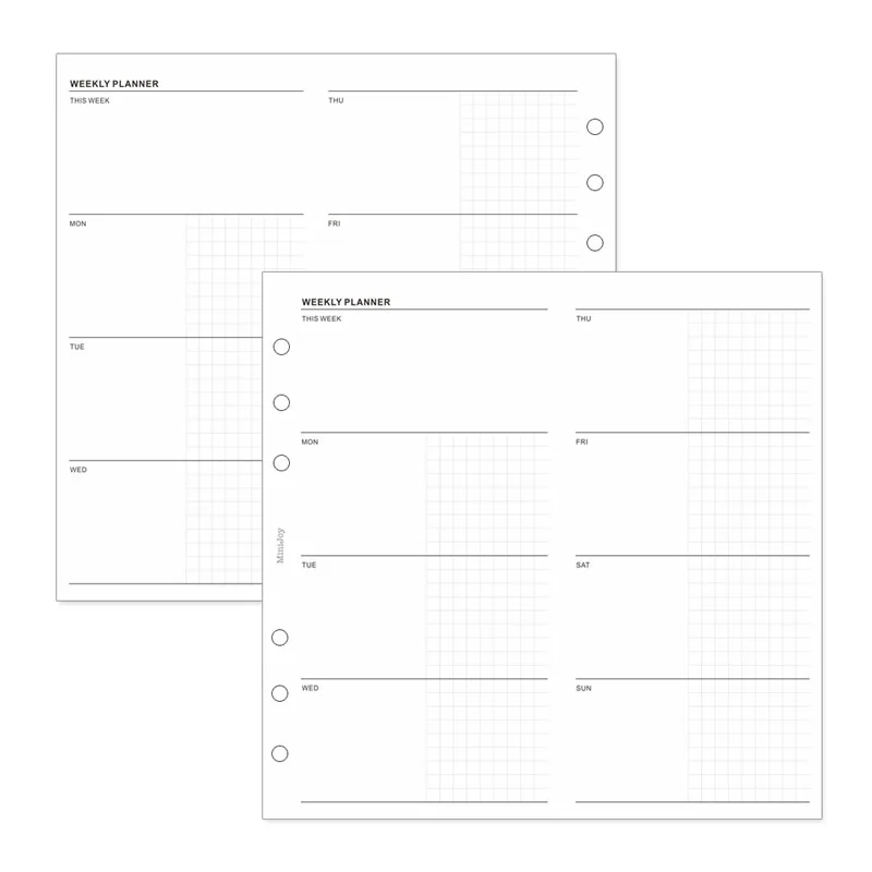 Fromthenon Minimalist Hand Ledger Loosening Paper A6A7  Two Fold Weekly Plan Replacement Core  Schedule Inner Page