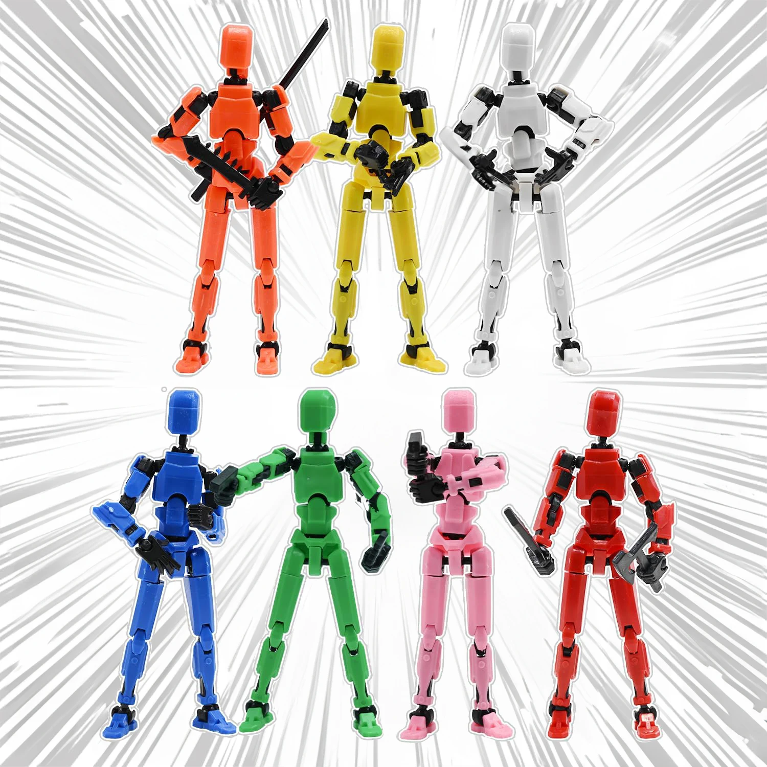 

Multi joint movable 3D printed doll robot figurine model, children's building block assembly toy gift