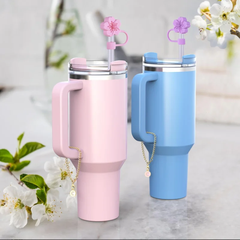 액세서리 30-40온스와 호환 가능, 이름 ID 문자 참 텀블러 10mm 0.4인치, 실리콘 포함 스트로 탑퍼