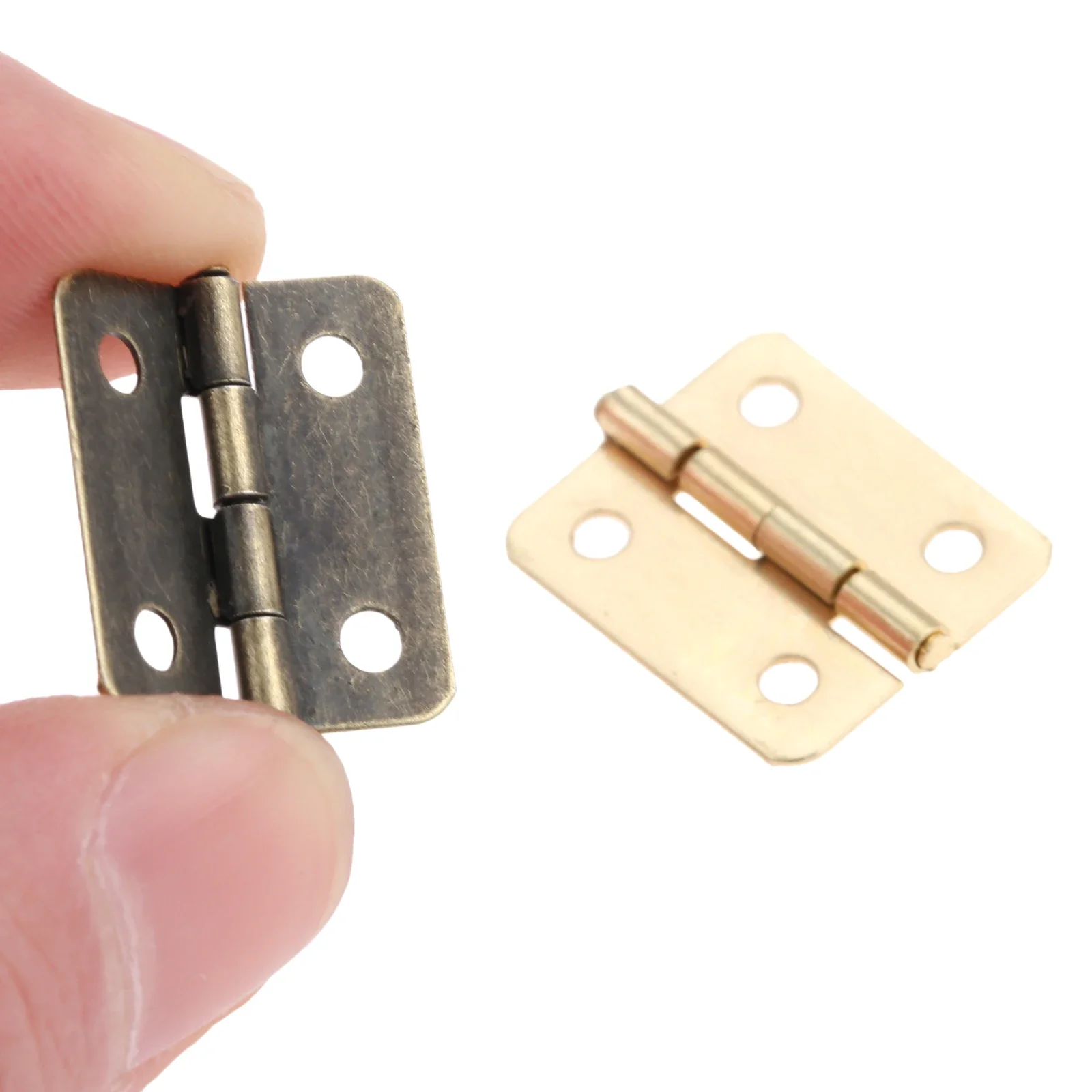 10Pcs Antique Door Cabinet Luggage Furniture Hinges Jewelry Wood Boxes Hinge Home Decoration w/Screw 18*16mm Bronze/Silver/Gold