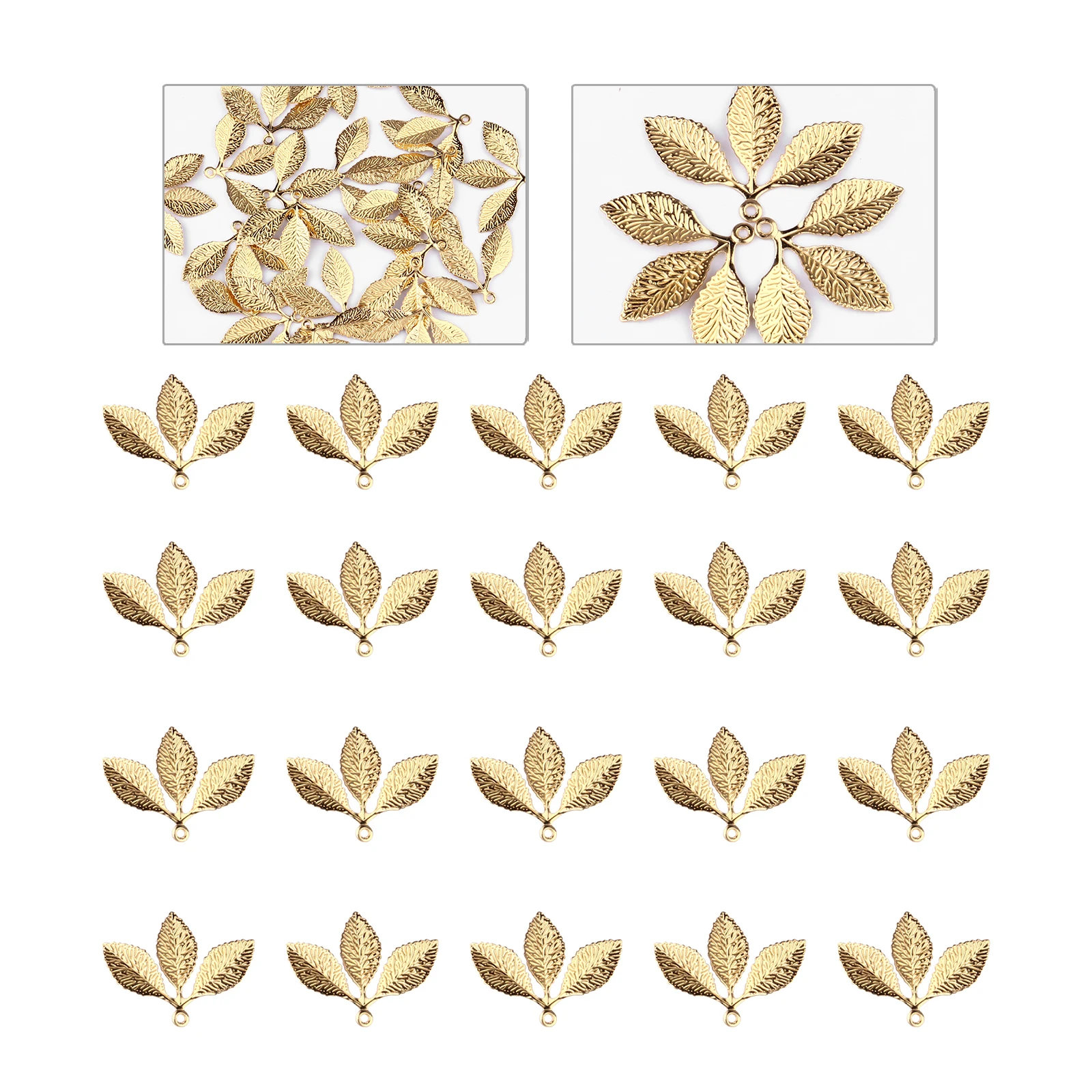 

20pcs Golden Copper Leaves Adornments Diy Ornaments Handmade Accessories For Wedding Party Festival Decoration Craft Supplies
