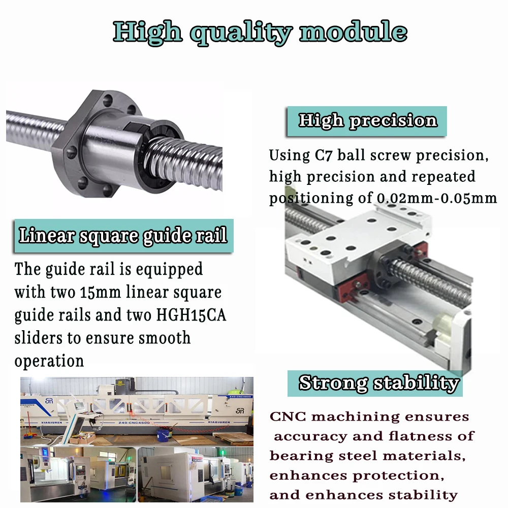 Prowadnica liniowa osi XYZ 100 ~ 1000 mm skok SFU1605/1610 moduł ślizgowy śruby kulowej do serwomechanizmu silnika 57/86 60/80 lub z kołem zamachowym