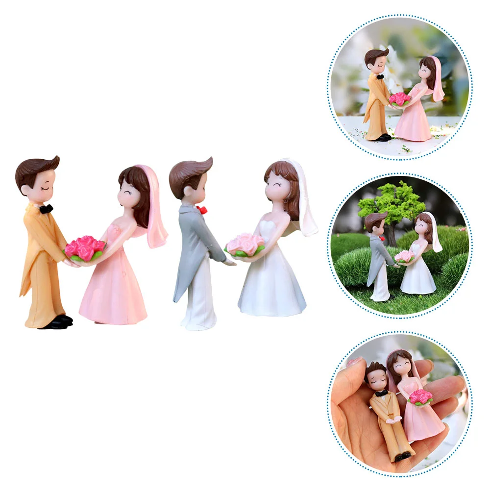 2 Pairs Memorial Wedding Decoration Adorn Lovely Dash Board Bride Groom Shape Bridegroom