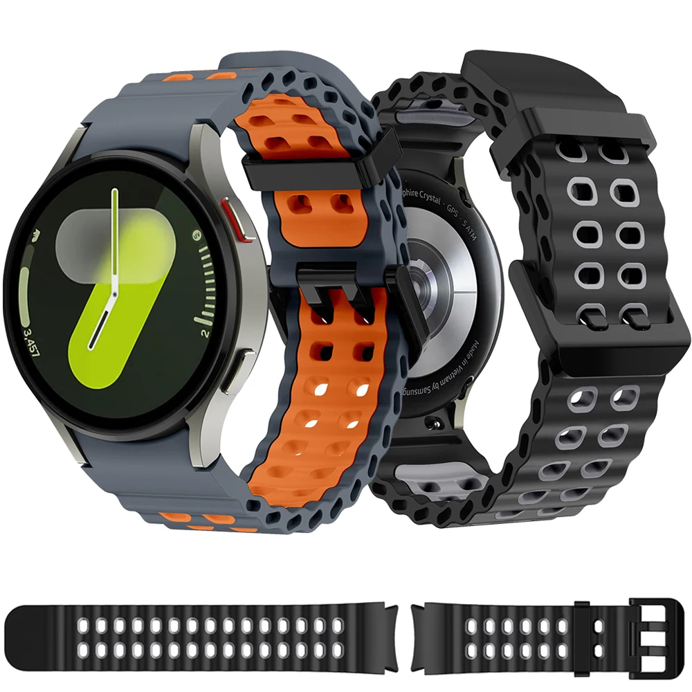 

Ocean Silicone Strap for Samsung Galaxy Watch 7 FE 44mm 40mm/6 Classic 47 43mm Sport Bracelet for Galaxy 5 Pro 45mm No Gaps Band