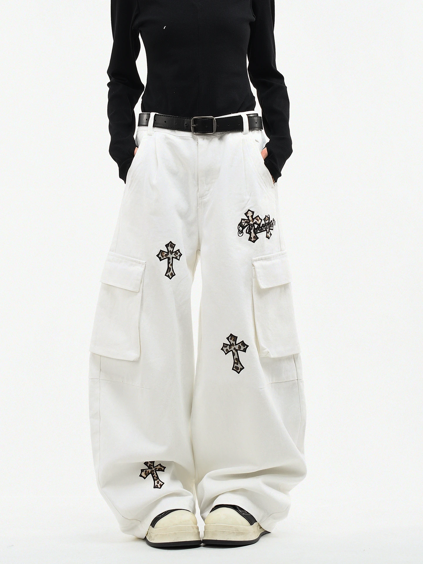 

OV Original American Sle Casual Pants with Cross Stitched Knife Blade Loose Wide Leg Large ket Workwear Long Trousers