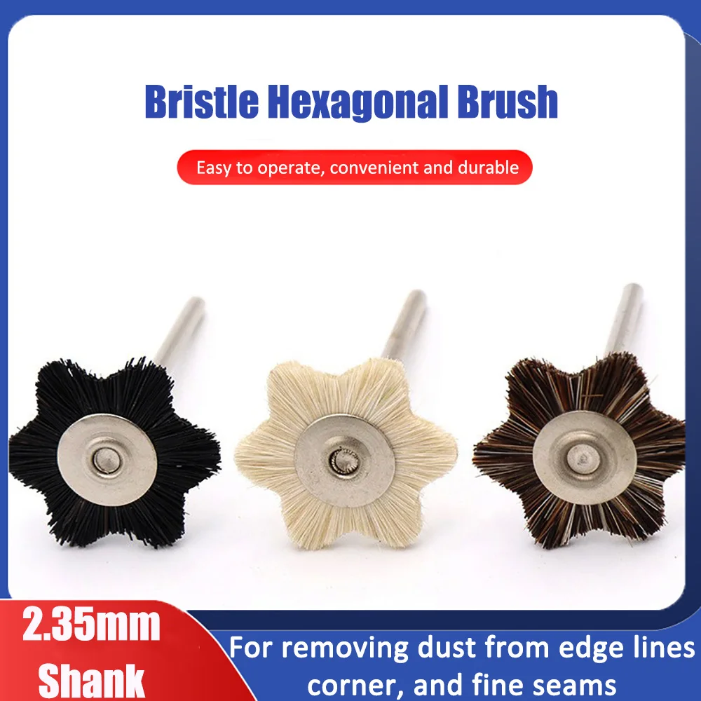 

10Pcs Dremel Accessories 2.35mm Bristle Hexagonal T-type Brush Jewelry Polishing Wheel for Grinder Rotary Tool for Mini Drill