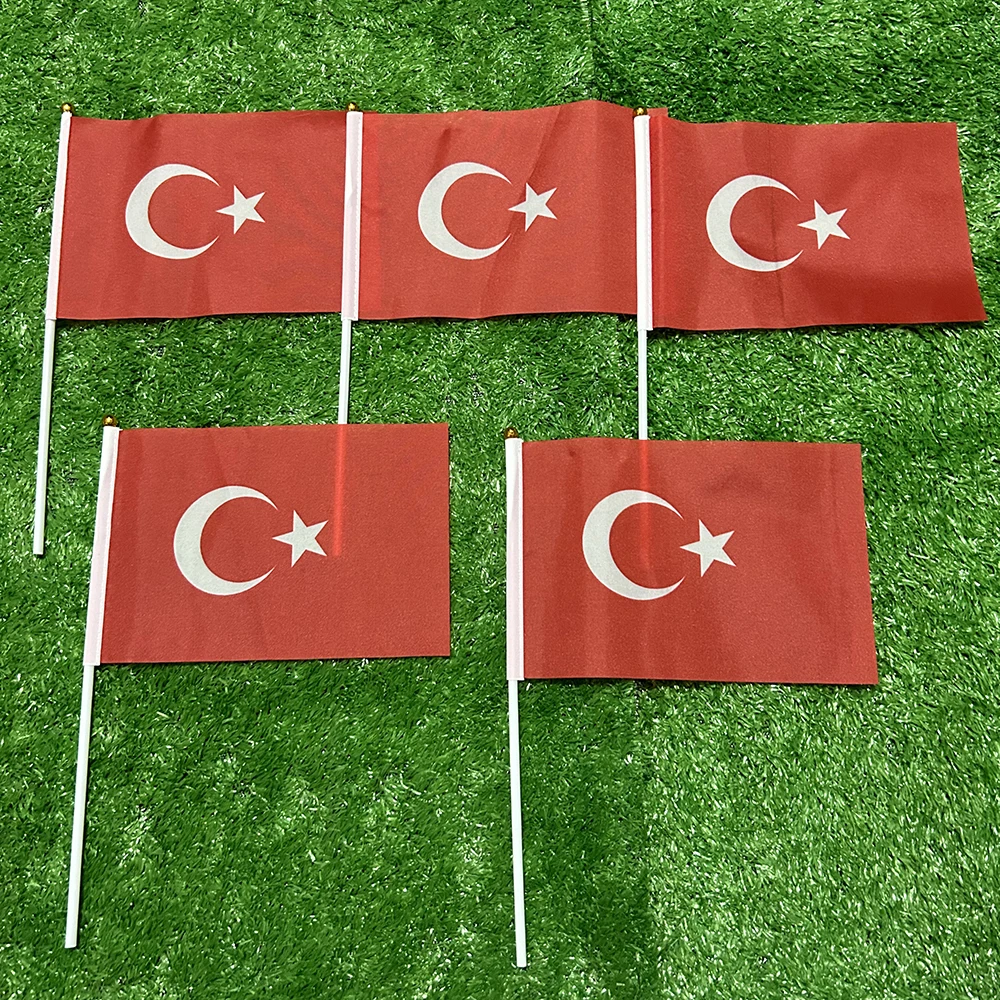 Bandera de mano turca con asta de plástico, para ondear y eventos